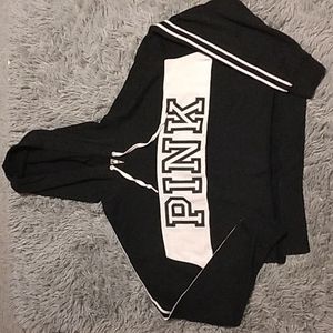 NWOT pink victorias secret crop hoodie